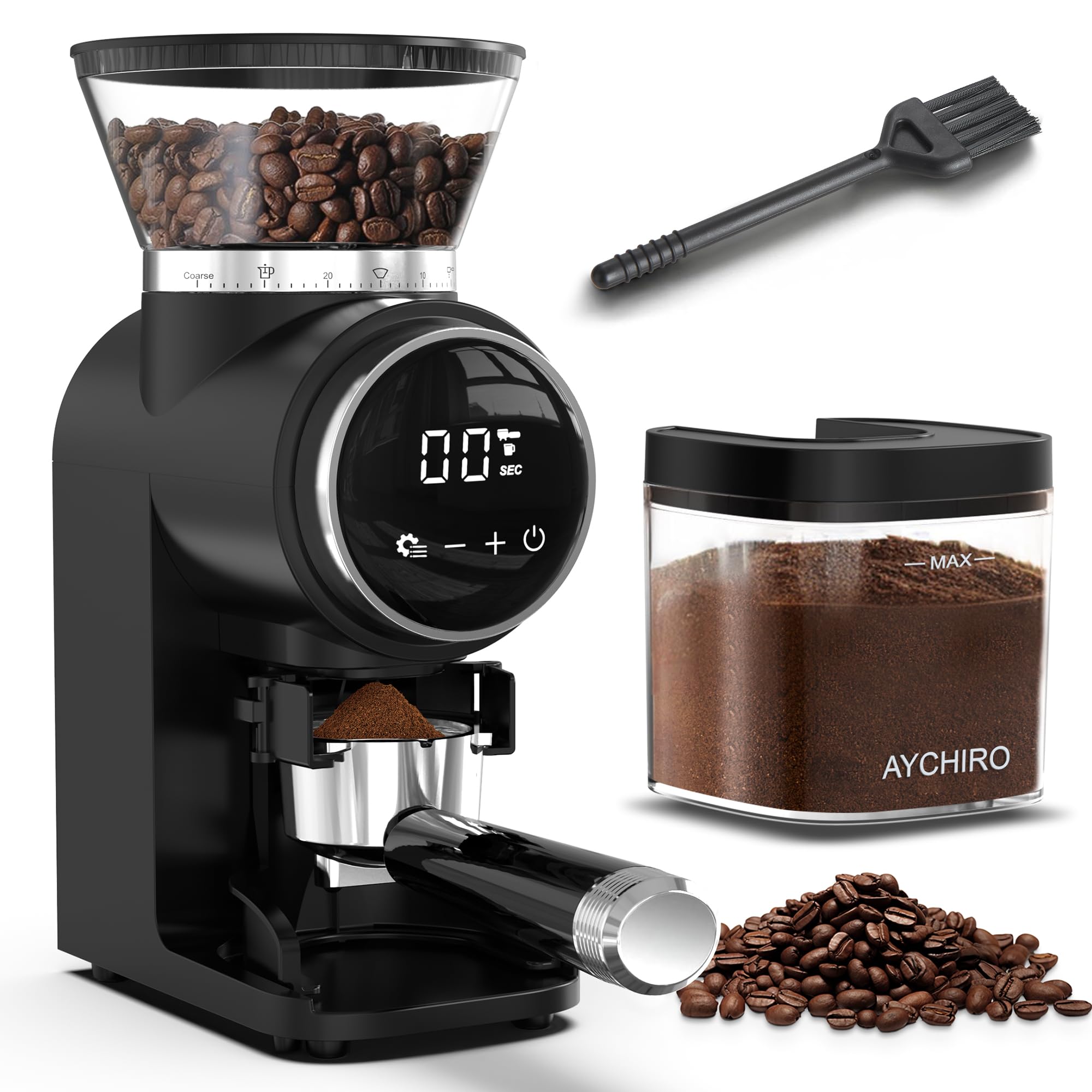 Photo 1 of AYCHIRO Conical Burr Coffee Grinder, Coffee Beans Grinder with 30 Grinding Settings, Automatic Burr Mill Grinder for Home Use, Touchscreen, 2-12 Cups