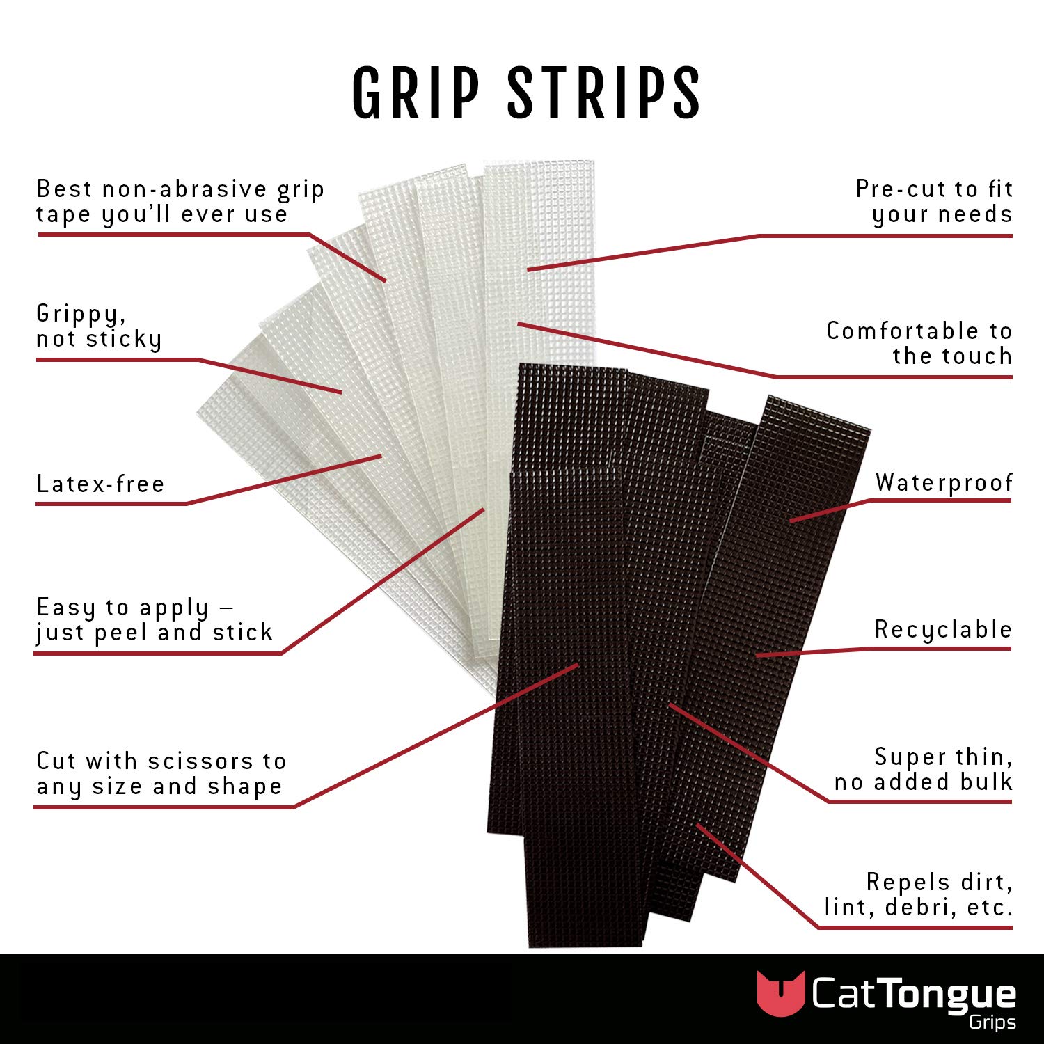 NonAbrasive Grip Tape Strips by CatTongue Heavy Duty Waterproof Non