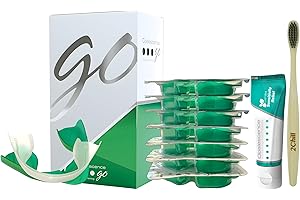 Opalescence GO 15 Whitening Bundle - (7 Treatments) Hydrogen Peroxide Prefilled Teeth Whitening Trays and Travel Sensitive Whitening Toothpaste 1 Oz - Mint Flavor- Includes a Toothbrush - 6288-1T