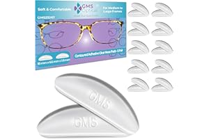 GMS Optical 1.8mm Reg-Thin/18mm Long Length - Anti-Slip Adhesive Contoured Soft Silicone Eyeglass Nose Pads with Super Sticky Backing (2 Sets / 5 Pack)(10 Pair)(Clear)