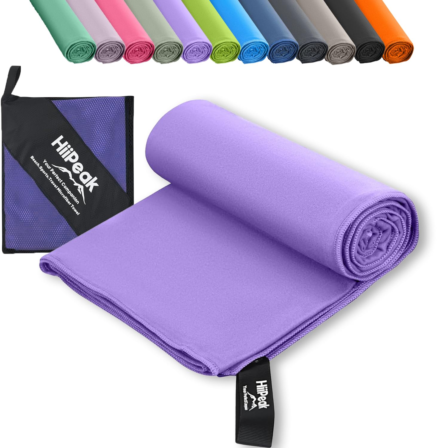 HiiPeak Microfibre Towel Compact Camping small gym towel hand Towel - Quick Dry Lightweight Absorbent Sports Gym Swimming Hiking Drying Towel for Men,Women (Violet-1pack, 50cm x 30cm, Small size)