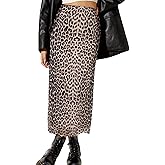 Avanova Women Leopard Print Mesh Midi Skirt High Waist Lettuce Trim Long Straight Skirt Brown Leopard C Small