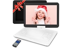 16.9" Portable DVD Player with 14.1" Swivel Screen, 6 Hrs 5000mAh Battery Car DVD Player with Car Charger & Car Headrest Moun