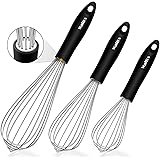 Stainless Steel Wire Whisk Set - 3 Packs Balloon Whisk, Thick Wire Wisk ＆ Strong Handles, Egg Frother for Cooking, Blending, 