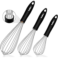 Stainless Steel Wire Whisk Set - 3 Packs Balloon Whisk, Thick Wire Wisk ＆ Strong Handles, Egg Frother for Cooking, Blending, 