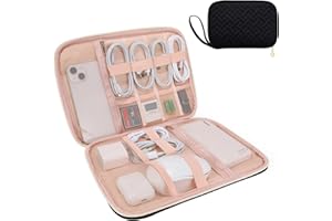 ZFZGFRCS Electronics Organizer Travel Case, Charger Bag Cord Organizer Travel, Compact Tech Pouch Cable Organizer Bag for Charger, Cords, Phone, Headphones, Flash Drive, SD Card (Black, Large-Single Layer)