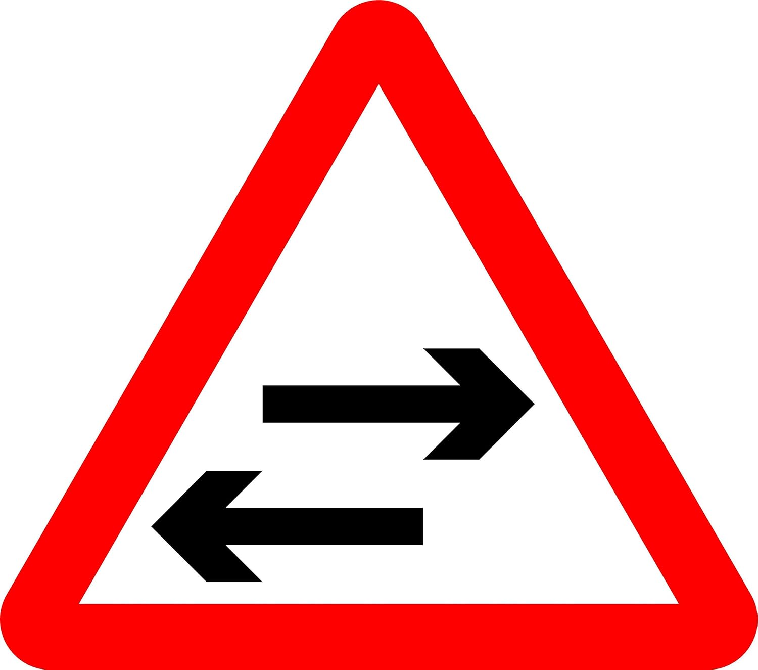 Two Way Traffic Crosses One Way Road Road Safety Sign 3mm Aluminium Sign Fitted With 2 Strips Channel To Rear For Mounting On Post 300mm X 300mm Amazon Co Uk Diy Tools