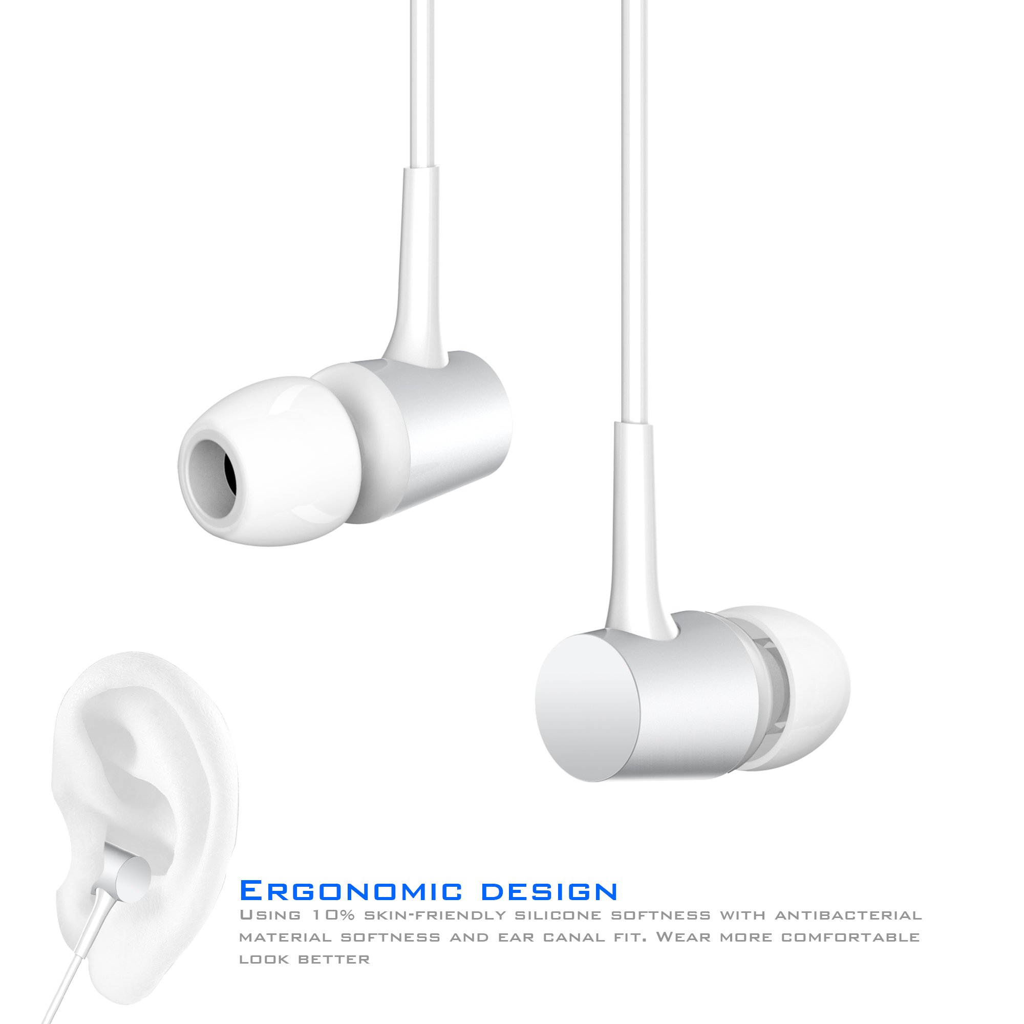 Bluetooth Headphones Sweatproof Sports Earphones Wireless Headset Magnetic attraction Earbuds for Running Workout Gym Noise Cancelling White