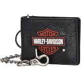 Harley-Davidson Men's Bar &amp; Shield Rubber Patch Bi-Fold Leather Wallet - Black