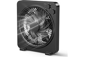 PNTCK Box Fan, 13 Inches Desk Fan, Powerful Airflow Table Fan with 3 Speeds, 120 Min Timer, Compact & Portable, Fan for Bedroom Home, Office, Kitchen