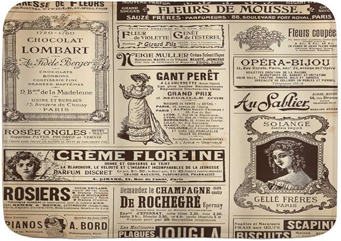 Alfombrillas de puerta, París, antiguo, histórico, periódico, diario