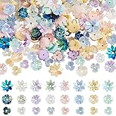 SUNNYCLUE 1 Box 240Pcs 3 Styles Flower Bead Caps Resin Flower Bead Opaque Random AB Color Shiny Petal Floral Blossom Loose Spacers End Caps for Crafting Jewelry Making DIY Earrings Bracelets Women
