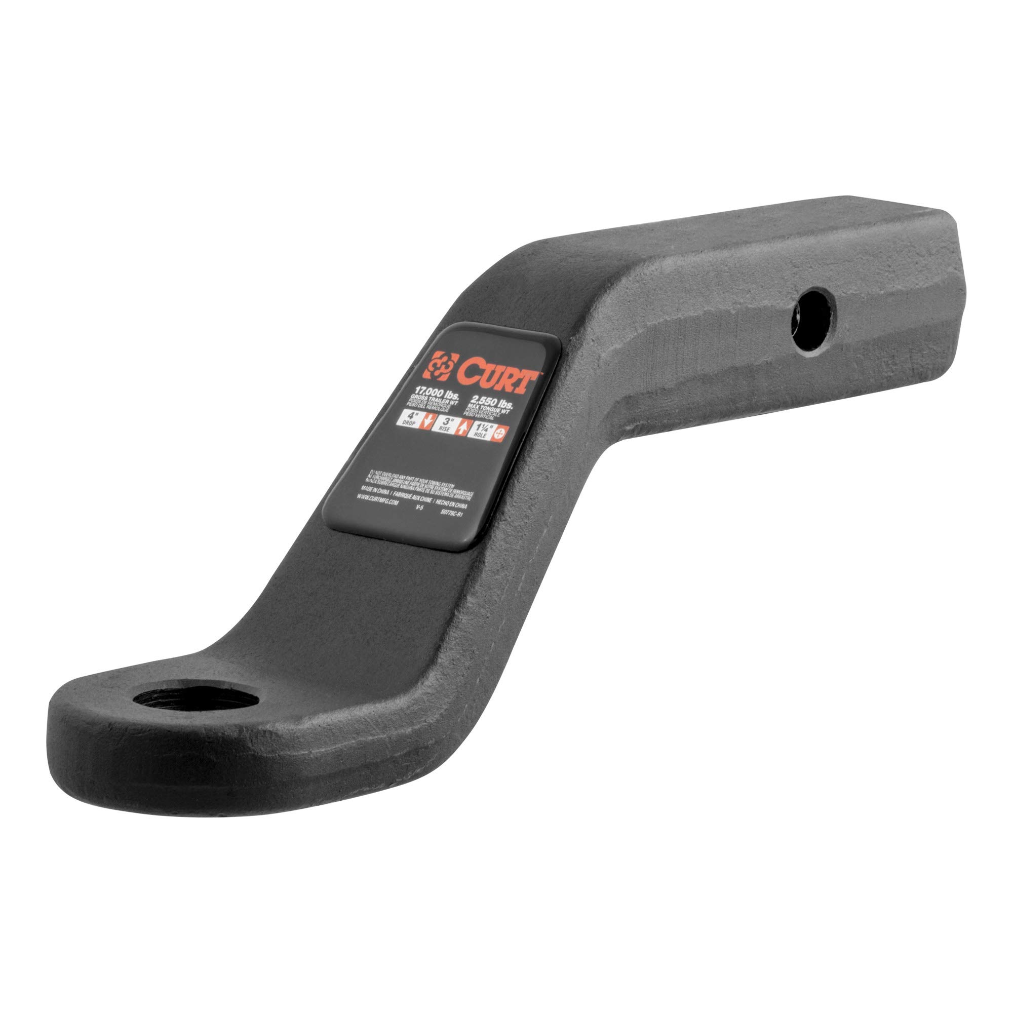 Photo 1 of CURT 45341 Forged Trailer Hitch Ball Mount, Fits 2-Inch Receiver, 17,000 lbs, 1-1/4-Inch Hole, 4-Inch Drop, 3-Inch Rise