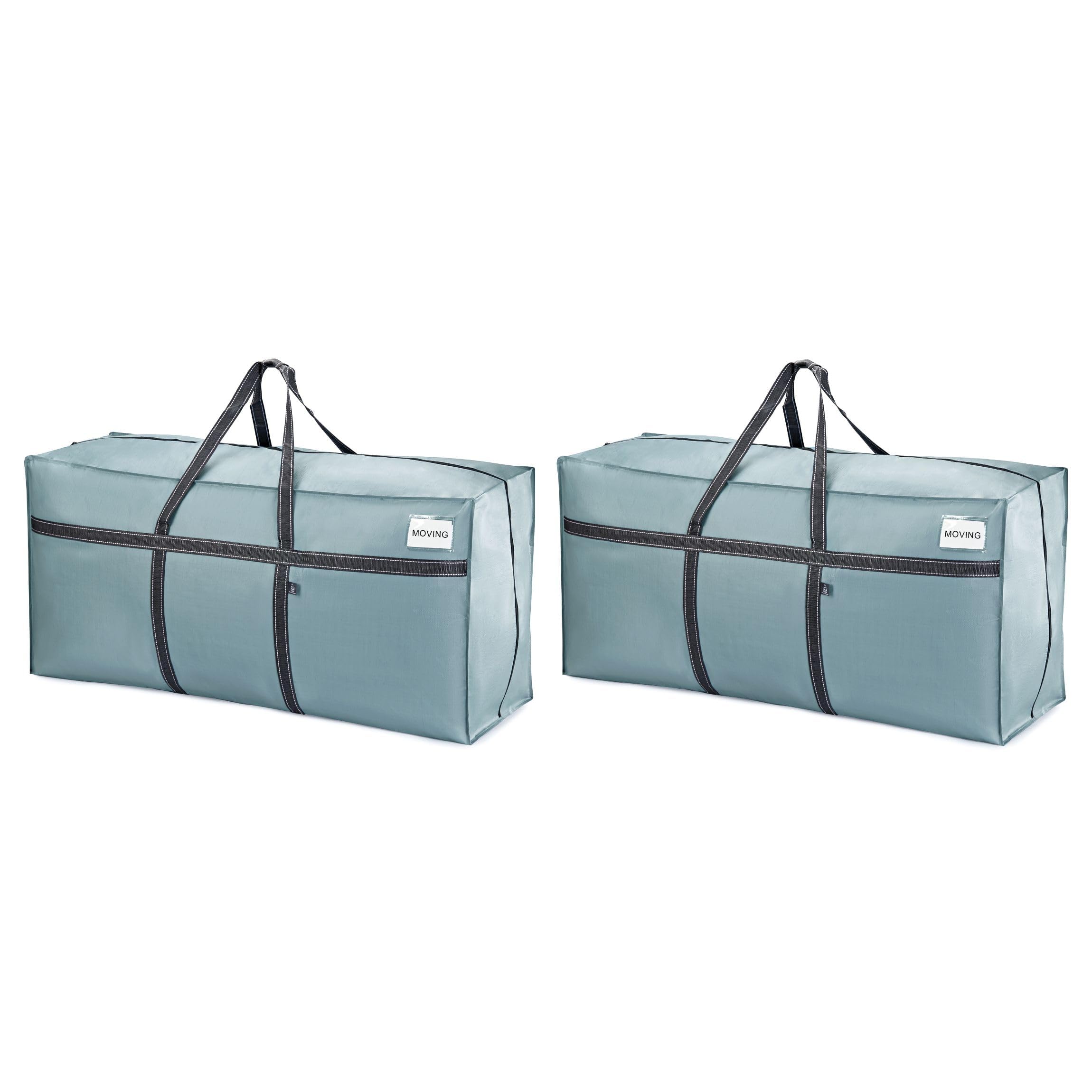 VENO Extra Large Moving Bags, Set of 2 with Reinforced Handles, Clothes Storage Foldable Large for Christmas Tree and Household Items (Light Blue)