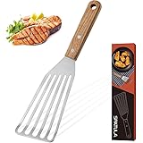 ROMANTICIST Stainless Steel Wide Thin Kitchen Fish Spatula - Lightweight and Durable Slotted Spatula - Beveled-Edged Design C