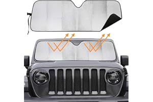 Big Hippo Windshield Sun Shade for 2007-2023 Wrangler Rubicon Sahara TJ JK JKU 2 & 4 Door-Blocks UV Rays Sun Visor Protector,Car Sun Shade Keep Your Vehicle Cool,Car Window Shade