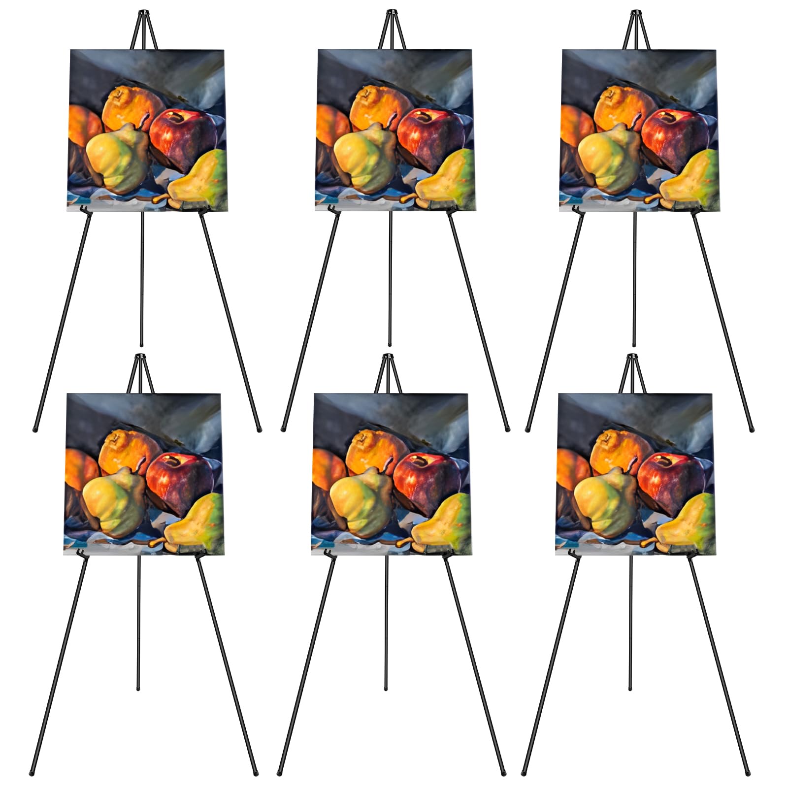 PUJIANG 6 Pack Easel for Display, Foldable Easel Stand, Metal Easels for Displaying Pictures, 63