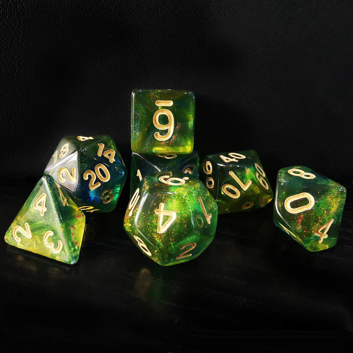 Bescon New Moonstone Dice Azure Stone, Polyhedral Dice Set of 7