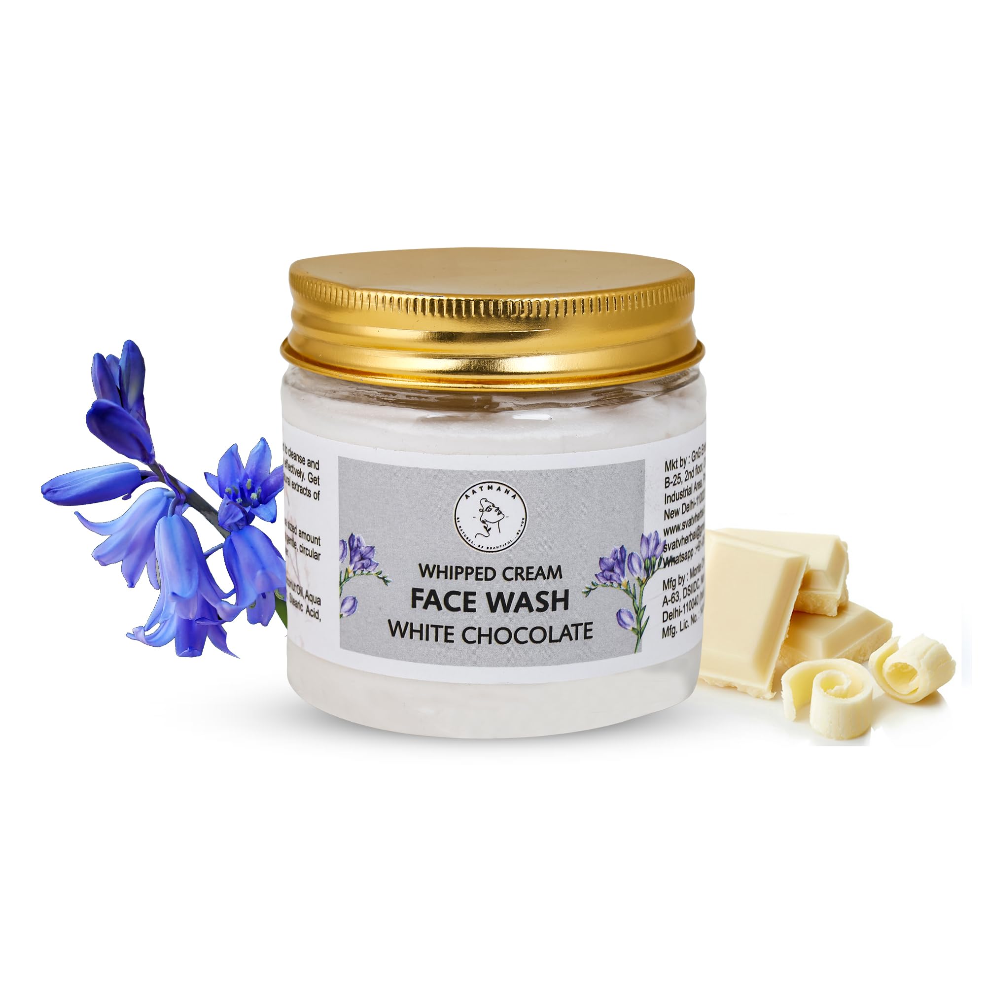 AATMANA Face Wash White Chocolate | Hydrating Face Wash for Sensitive Skin, Removes Makeup & Gently Cleanses Without Over Drying -100 Grams
