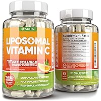 Natural Liposomal Vitamin C - 200 Capsules, Immune System & Collagen Booster, High Absorption Fat Soluble VIT C…