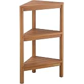 TEAK VALLEY Fully Assembled Teak Corner Shower Shelf, Shower Caddy 26.5" | 100% Solid Teak Wood, Space-Saving Design, Durable Water-Resistant Teak, Anti-Slip Feet, Bathroom Stand