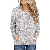 Artfish Women's Women Quarter Zip Casual Pullovers Lightweight Fleece Sweatshirts with Pockets