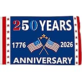 Probsin 250 Anniversary Flag 3x5 Ft 250 Years Anniversary 1776-2026 American Flags Patriotic Stars Yard Signs Party Supplies Hanging Decor for Room House Welcome Photo Backdrop with Brass Grommets