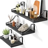 Pipishell Floating Shelves Wall Mounted Paulownia Wood Set of 3 Black view 9
