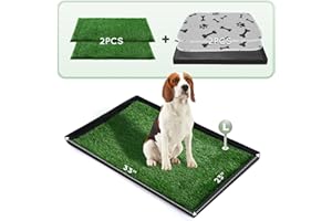 HQ4US 4LEGS Dog Grass Pad with Foldable Dog Litter Box,Large Liner Base for Balcony，Ultra-Absorbent Artificial Grass Pads for Dogs Pee Pad Holder, Potty Training, 2 PCS Reusable Pee Pad