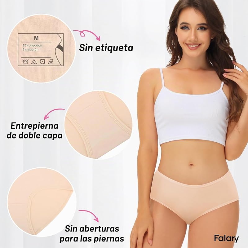 Bragas Mujer Suave Ropa Interior Transpirable Hipster Braguitas S