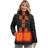 NBtoUS Womens Heated Jacket with 2PCS 10000mAh Power Bank,3 Heating Level, 8 Heating Zone