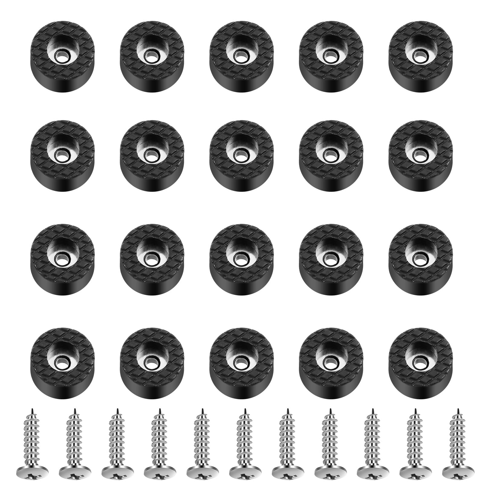 Tanstic 32Pcs Screw On Rubber Feet Non Slip Furniture Pads Floor Protector Round Furniture Pads with Screws for Furniture Legs Hardwood Floors(Black)