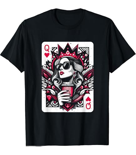Amazon.com: Classic Black Queen of Hearts T-Shirt: Adult, Short