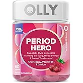 OLLY Period Hero Gummies, PMS Support Supplement,* Chasteberry, Vitamin B6, Calcium, Cran-Raspberry Flavor, 30 Day Supply - 60 Count