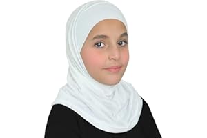 MIDDLE EASTERN MALL Girls Hijab Muslim Kids Amira 2 piece Instant Head Scarf Easy Pull On Hood & Tube Cap