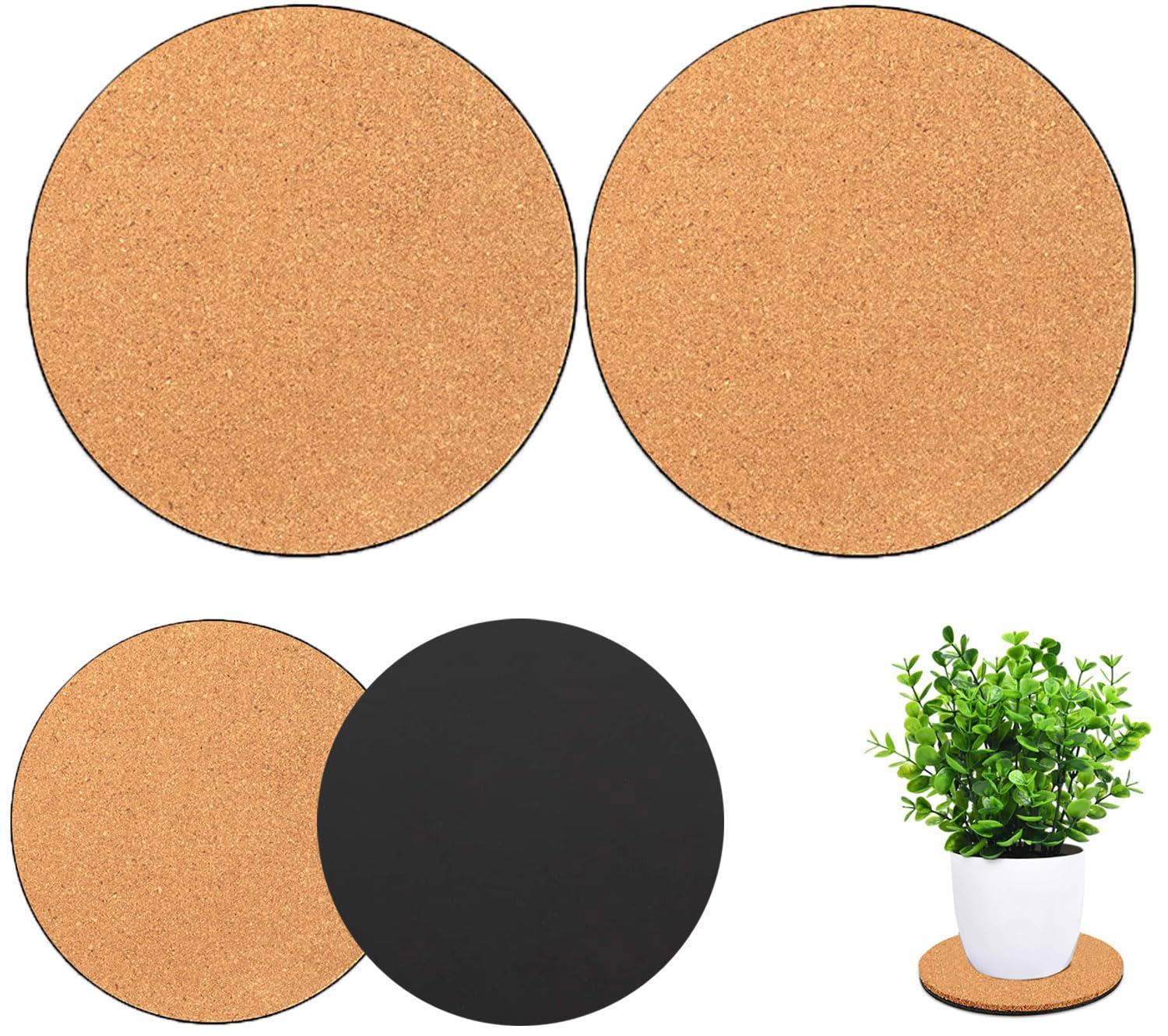 Photo 1 of Venyat 2 Pieces Cork Plant Coasters, 12 Inch Cork Plant Mats, Cork Coaster for Planters, Large Plant Coasters for House Plants Indoors (Nude & Black)
