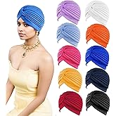 10 Pcs Fashion Chemo Head Wraps for Women Stretchy Turban Cap Cancer Headwear Bennie Twisted India's Hat