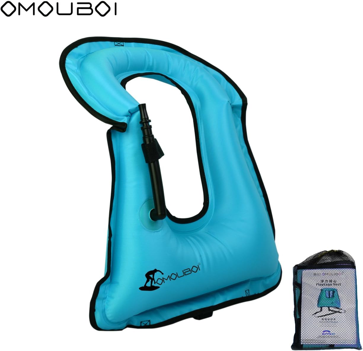 Life Jacket Adult Inflatable Swim Vest for Snorkeling by OMOUBOI Suitable for 80-220lbs.Click on The Code to Have a Surprise