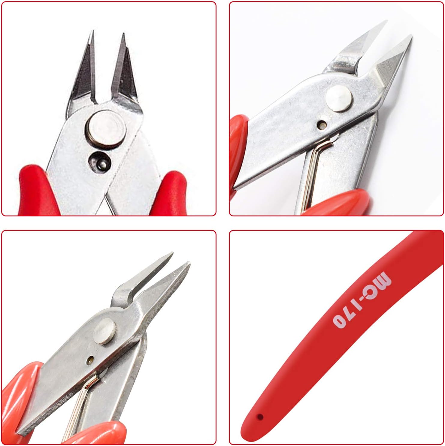 Monvict-170 Flush Cutter, 5 Pack Wire Cutter Side Cutting Pliers Precision Cutter Tools for 3D Printer Work Soft Metal Wire 5 Inch - - 