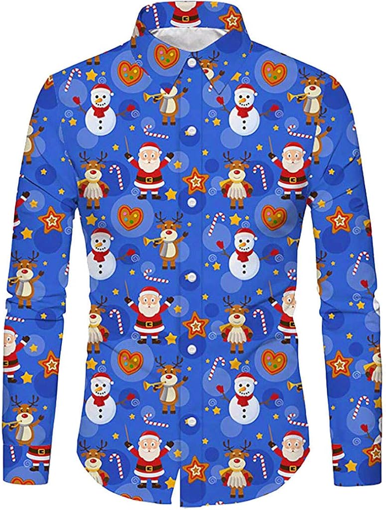 KPPONG Chemises de Noël Homme Moche Fantaisie Imprimé Manche Longues