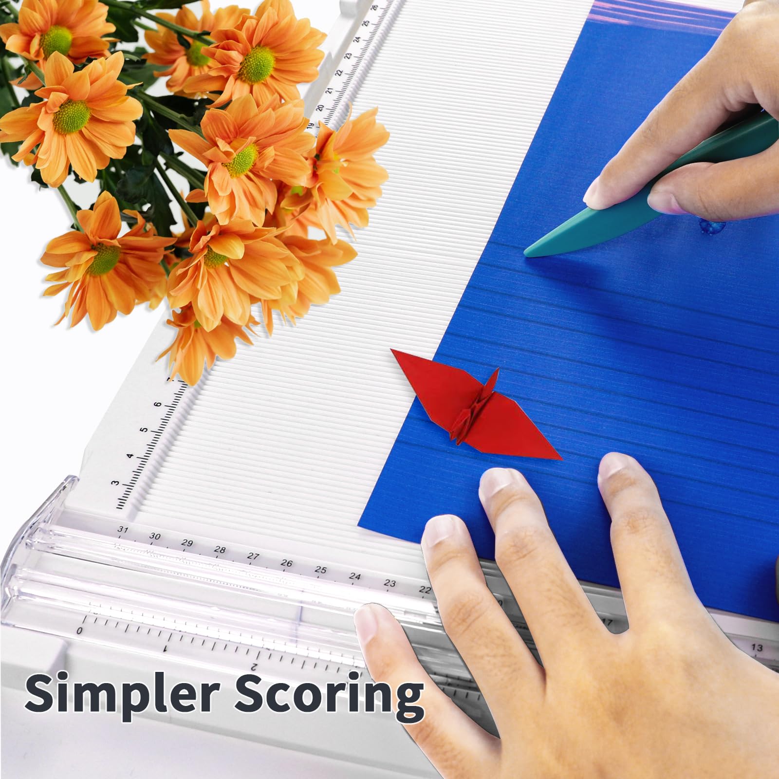 Scoring Board Paper Trimmer, Includes 12x12 Inch Folding Scoring Board, Scoring Tool with Paper Folding, for Make Scrapbook, Cards, Envelope, Coupons and Photo