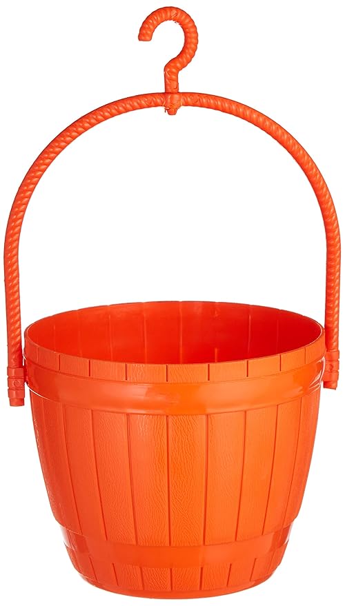 GARDENS NEED Plastic Hanging Planter, Orange, 20cm x 20cm x 39cm, Set of 4