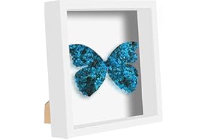 Picrit 8x8 Shadow Box Frame, Display Case Box with High Definition Real Glass and Black Back for Memorabilia, Baby Items, Wedding Memories, Crafts, Tickets and Photos, White