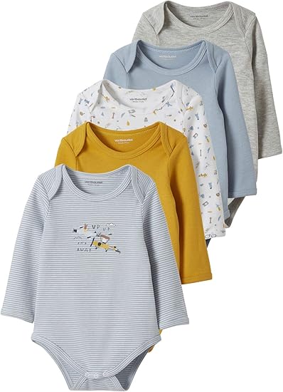 Vertbaudetlot De 5 Bodies Pour Bebe A Manches Longues Avec Animaux De Voyage Bleu Moyen Bicolore Multicolore 36m 94 Cm Amazon Fr Bebes Puericulture