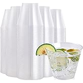 FOCUSLINE 9 oz Clear Plastic Cups, Disposable Heavy Duty Hard Plastic Cups, Reusable, 200 Count
