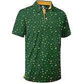 ZITY Mens Golf Shirt Short Sleeve Moisture Wicking Performance Daily Casual Print Patterns Collared Golf Polo Shirts for Men