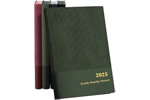 YMUMUDA 2025 Planner, Weekly Monthly Planner 2025, 8.25"×5.85", 12 Months, JAN.2025 to DEC.2025, School Planner with Soft Flexible Cover, Premium Thick Paper, for School Work Office, Green