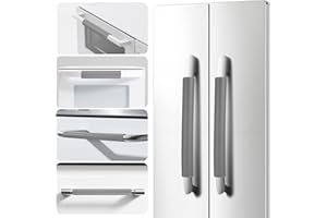 Hypermotion Refrigerator Door Handle Covers 6-Pack | Adjustable PU Leather Protectors for Microwave, Oven, Cabinets & More | Non-Slip Universal Grip with Fastening (Brushed Steel Gray)