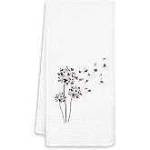 FOPENEM Funny Cat Kitchen Towels, Cat Mom Lovers Gifts for Women Hand Towels for Bathroom Decor, Cute Kitty Dandelion Flower Decorative Dish Tea Towels for Kitchen Decor, 16x24 Inches