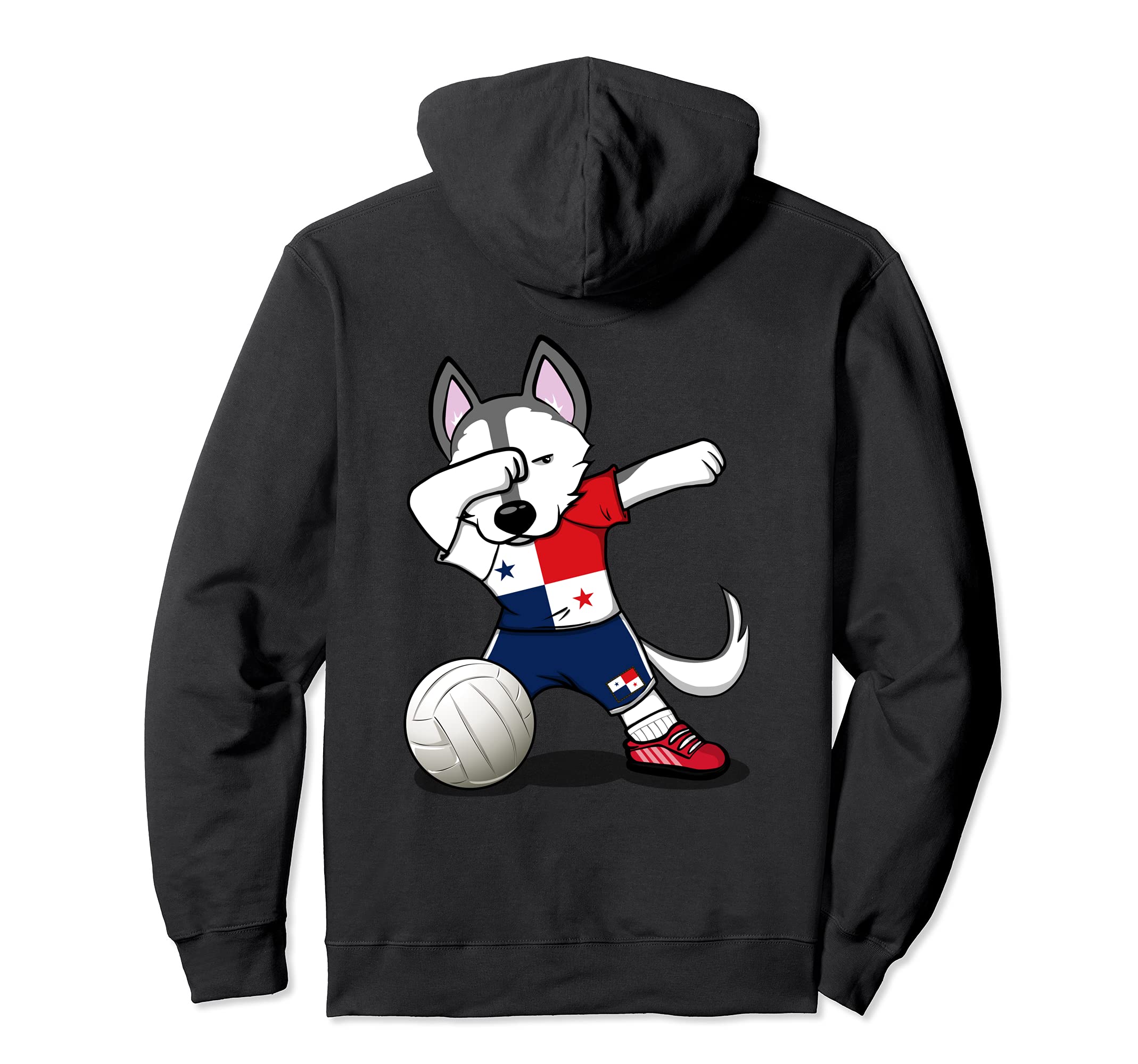 Dabbing Husky Panama Volleyball Fans Jersey Panamanian Flag Pullover Hoodie